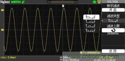 1KHz信號(hào) ，打開數(shù)字濾波，測量值為1KHz