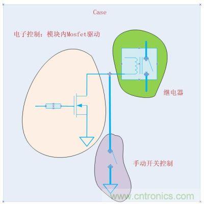 一個(gè)Mosfet管和手動(dòng)開(kāi)關(guān)一起驅(qū)動(dòng)繼電器的例子