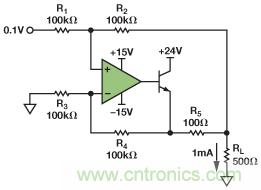 圖3.IOUT= 1 mA的示例電路。