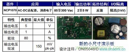 用于低功率AC-DC適配器、消費電子等應(yīng)用NCP1075 2到5 W參考設(shè)計。