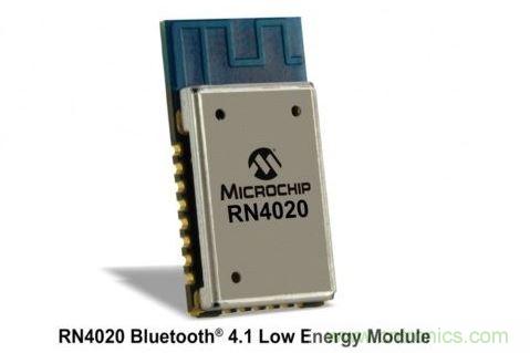 Microchip公司的RN4020模塊集成了包括天線在內完整的低功耗藍牙射頻電路。RN4020采用密封的10mm x17mm x 2mm封裝，內置有板載陶瓷天線、2.4GHz的低功耗藍牙收發(fā)器、帶完整的嵌入式低功耗藍牙協(xié)議棧的微控制器以及UART和USB接口。
