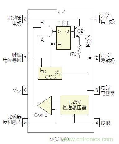 圖2：MC34063是該電路核心。