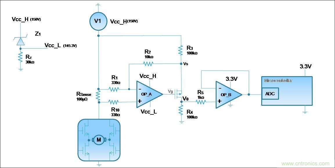 低壓運(yùn)放如何檢測(cè)高壓上橋臂電流？
