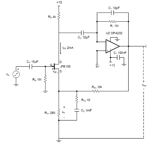 如何使用分立式 JFET 放大低噪聲電路中的小信號？